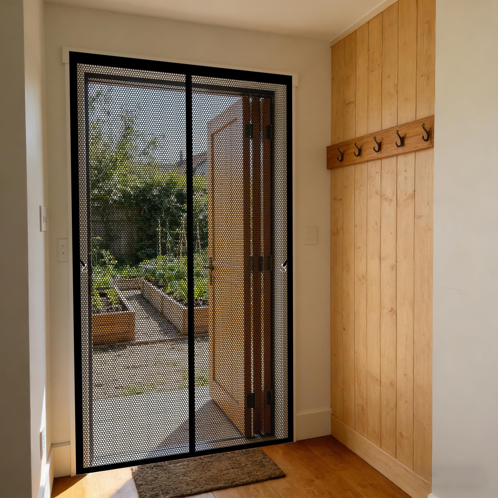 Fenêtre aimantée 95 x 300 cm moustiquaire noire pour porte-fenêtre