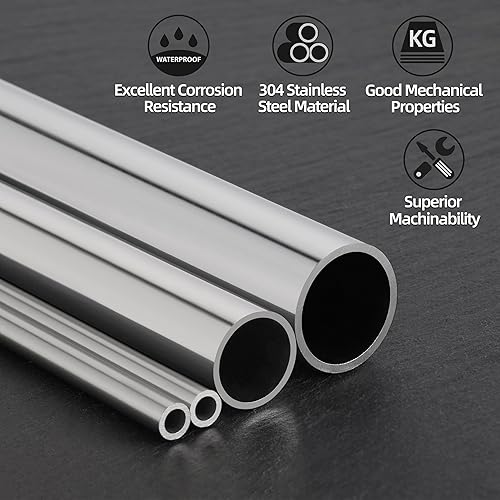 Miniatura 6 de Tubo recto de acero inoxidable de 11.811 in x 12 pulgadas, 4 piezas, tubo de escape de bricolaje, grosor de pared de 0.039 in