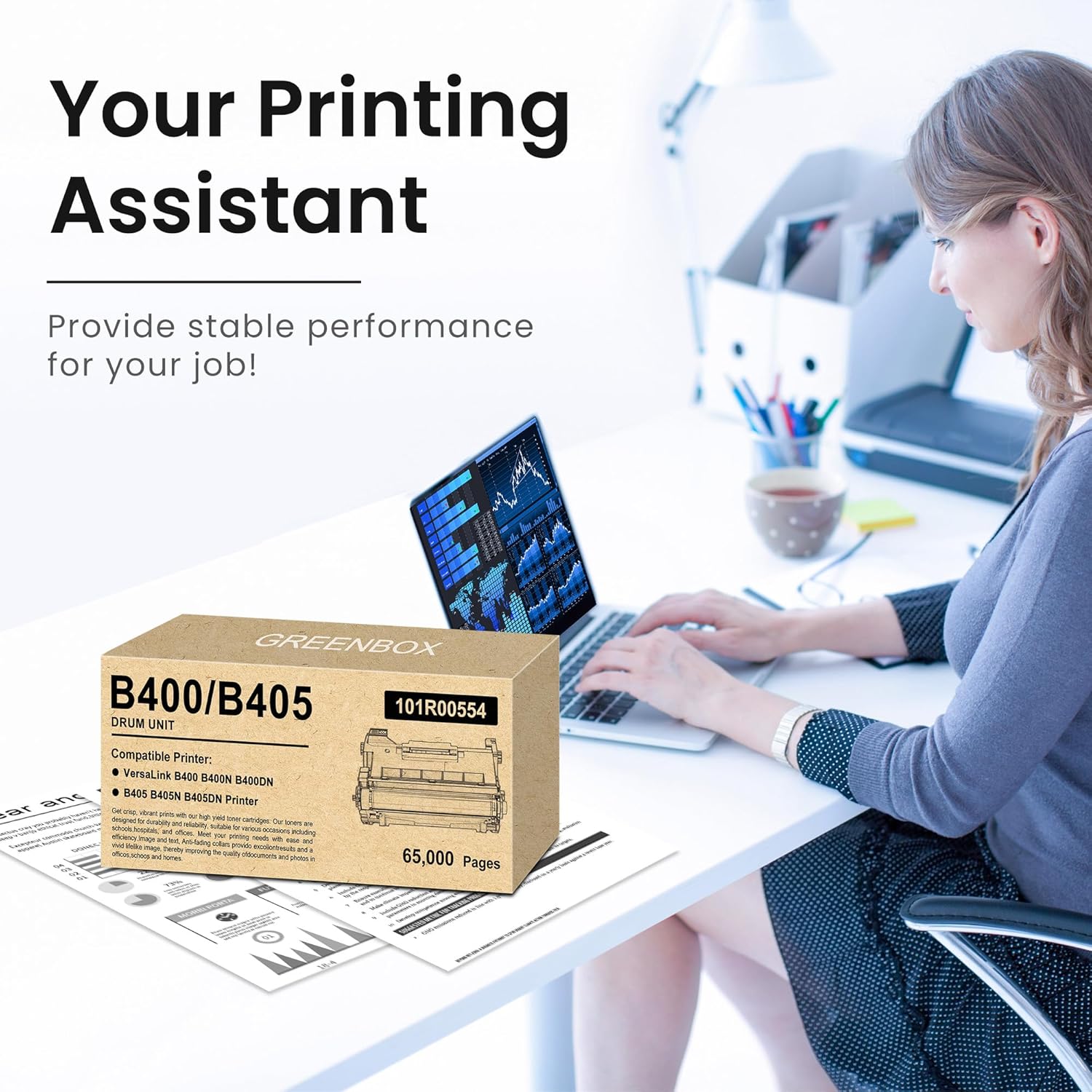 GREENBOX VersaLink B400/B405 Black Drum Cartridge High Yield Replacement for Xerox 101R00554 Drum Unit for VersaLink B400 B400N B400DN B405 B405N B405DN Printer, 1-Pack, 65,000 Pages