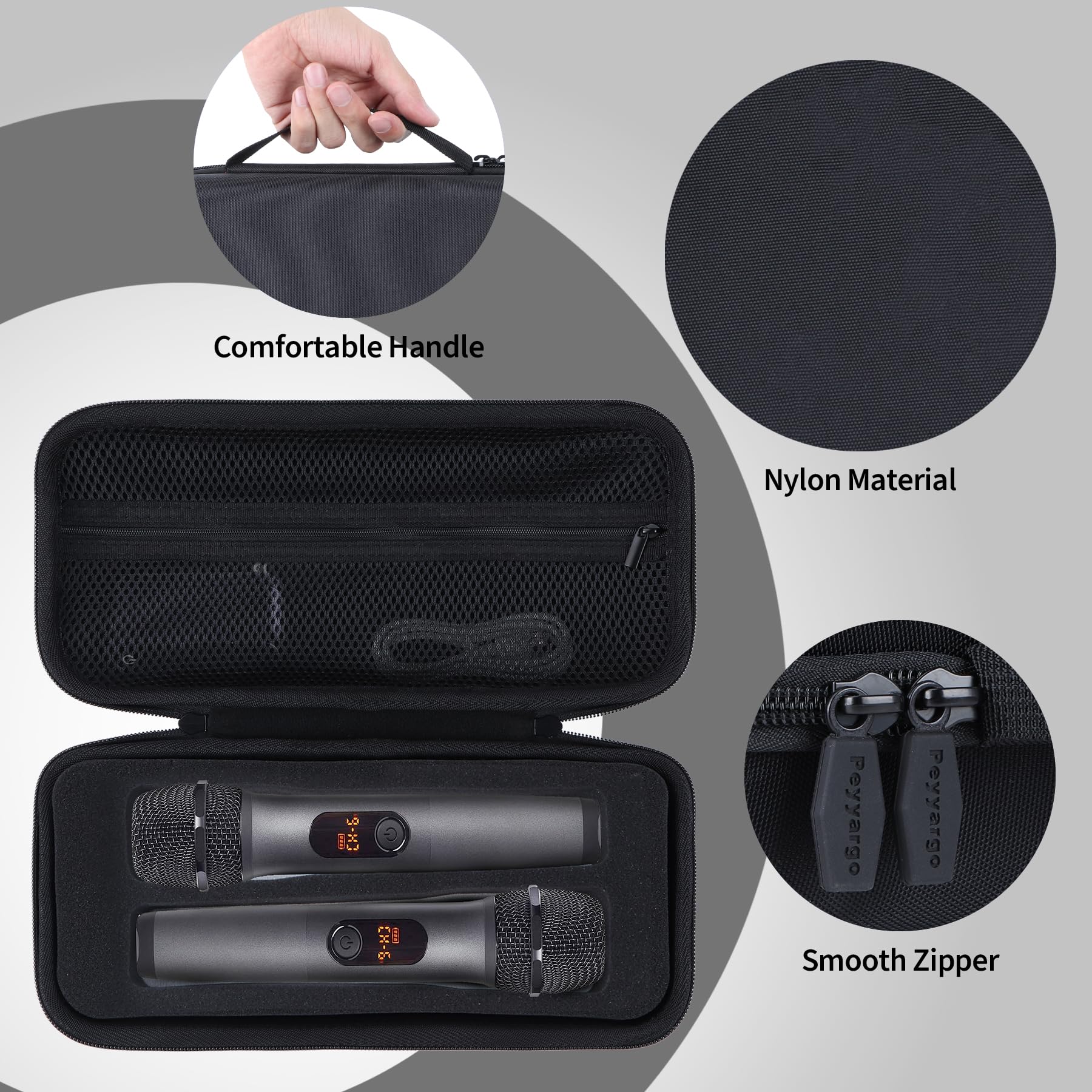 Hart Schutzhülle Kompatibel mit JBL PartyBox Wireless Mic Two Mikrofon System (Schwarz)