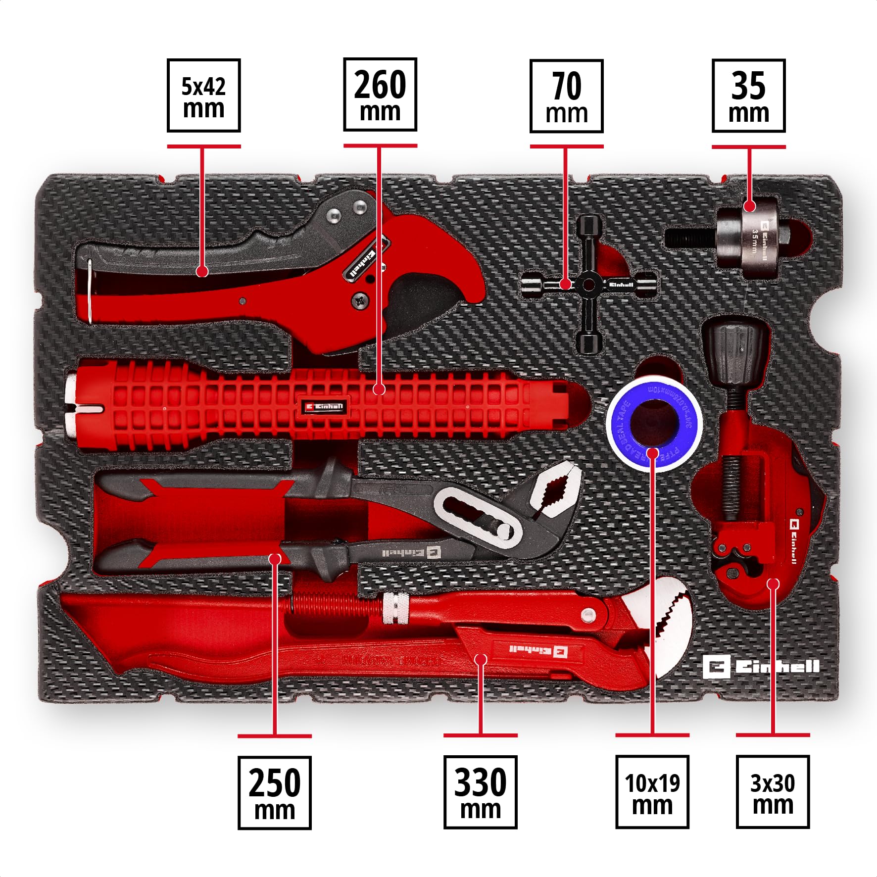 Originale Einhell E-Case Inserto Attrezzi VDE Elettricista 9 pz (Utensili isolati, Cacciaviti, Tronchese, Spelafili, Pinza telefonica, Sistema E-Case)