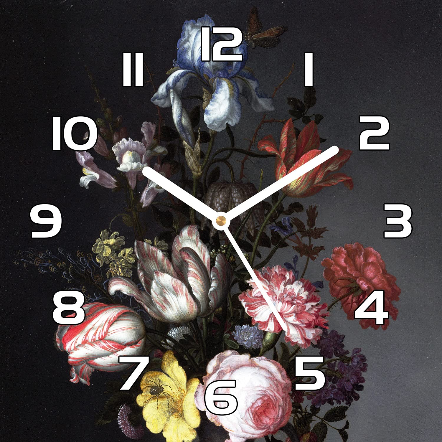 Horloge murale en verre de sécurité 30x30 impression rose vintage