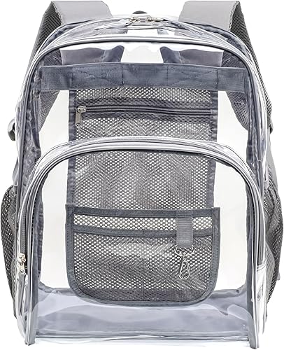 Cambond Mochila transparente, mochilas transparentes resistentes para adultos, correas reforzadas, bolsa transparente para la escuela, el trabajo,