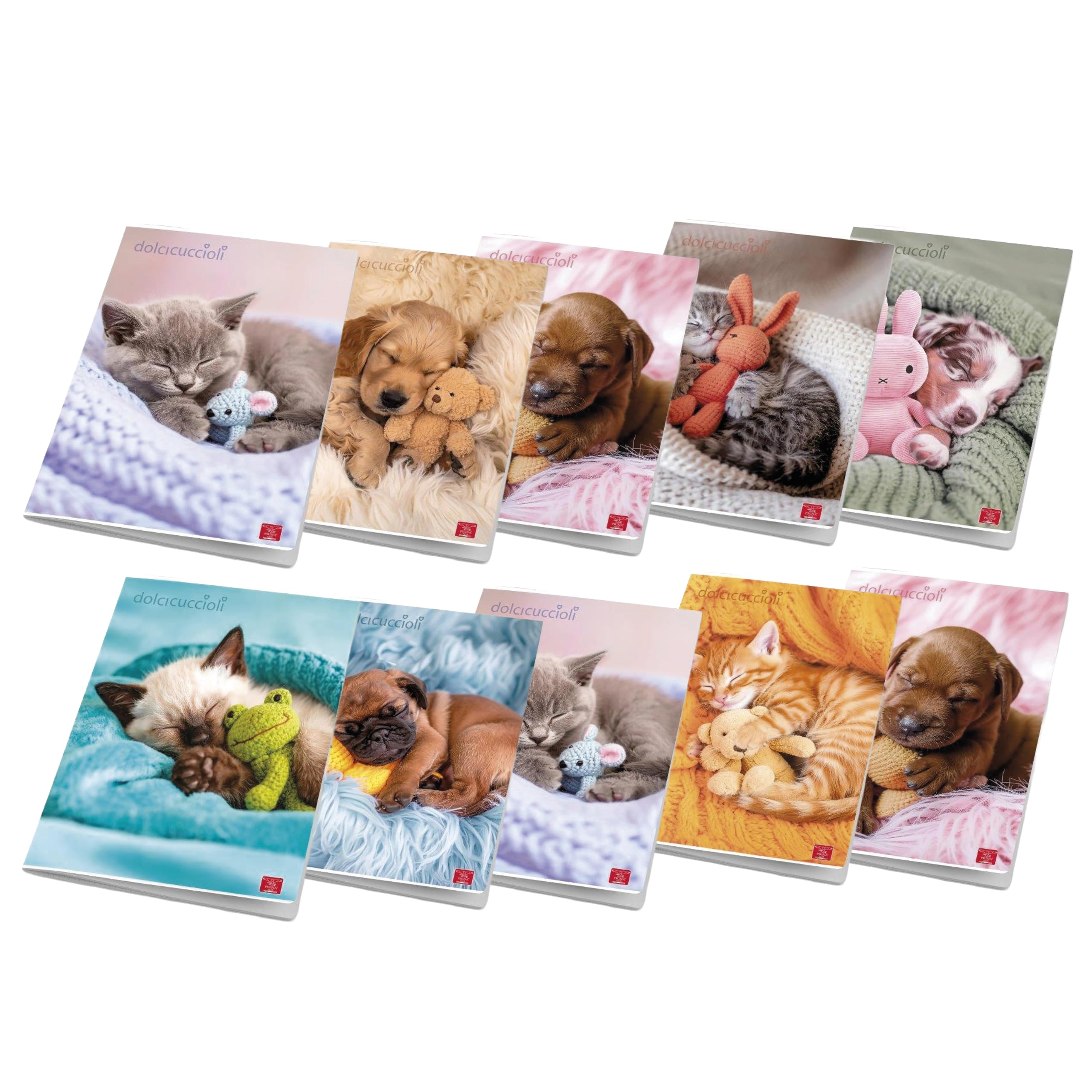 Pigna Maxi Quaderni A4 DOLCI CUCCIOLI 80+risguardo quadretto 5mm margine 10 sztuk