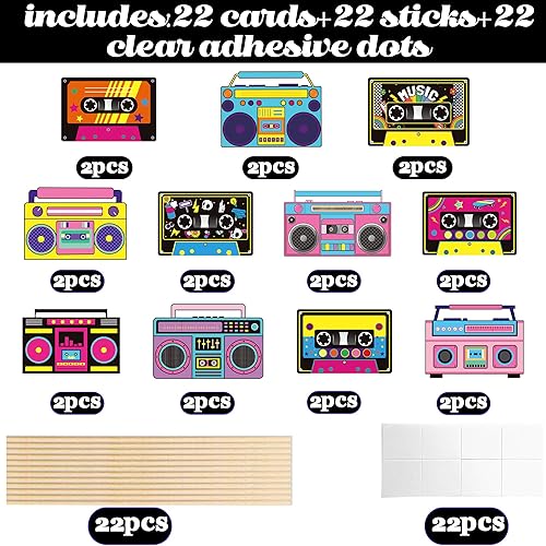 Miniatura 3 de Cinta de casete para decoración de mesa de fiesta, decoración de fiesta Boombox, decoración de fiesta de radio Boom Box Cut 1980, cinta de cassette