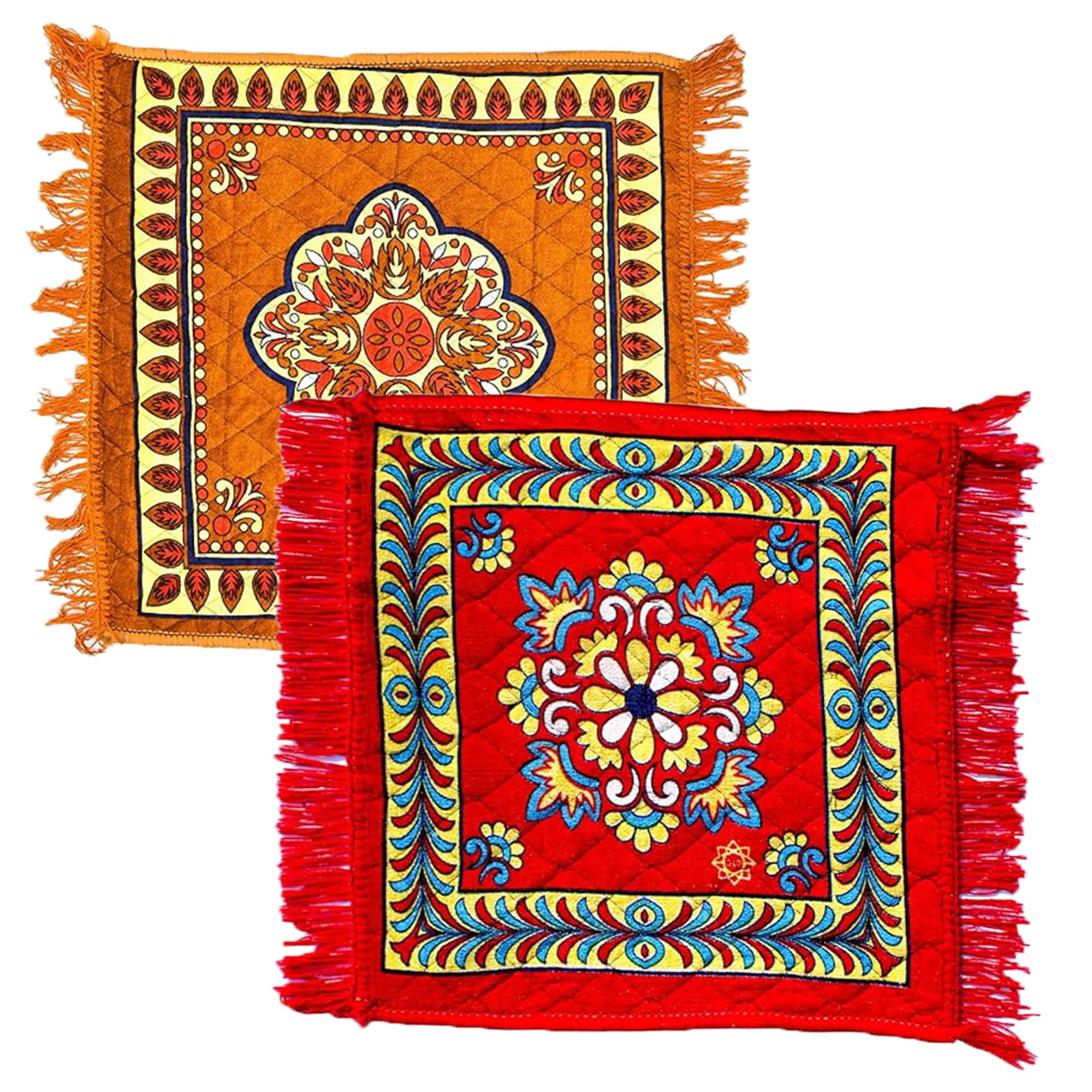 Elegant Prayer Mat Multipurpose Sitting Pooja Aasni Square Chatai Mat Comfortable Sitting Ideal for Pooja and Other Occasions Travel Mat Pack of 1(Random Color Will Be Sent)-image-25