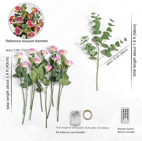 Miniatura 77 de FiveSeasonStuff 12 tallos de flores artificiales, rosas de seda de tacto real para decoración de bodas, ramos de novia, centros de mesa, fiestas y 9