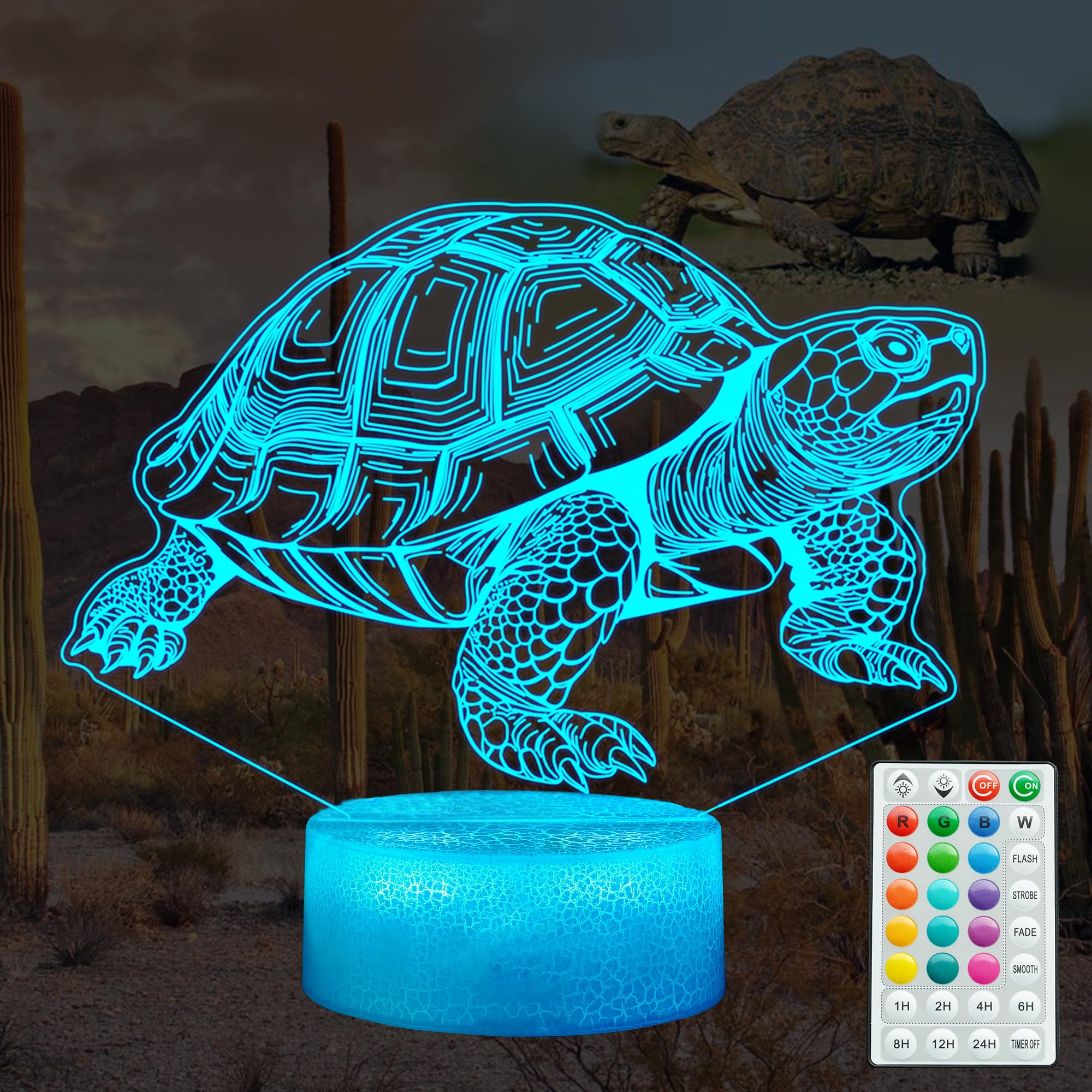 POSSHE Tortoise Gifts for Men, Turtle Night Light with Remote Control, 16 Colors Changing, Timer, RGB Flashing Mode and Dimmable, Tortoise Gifts Stuff
