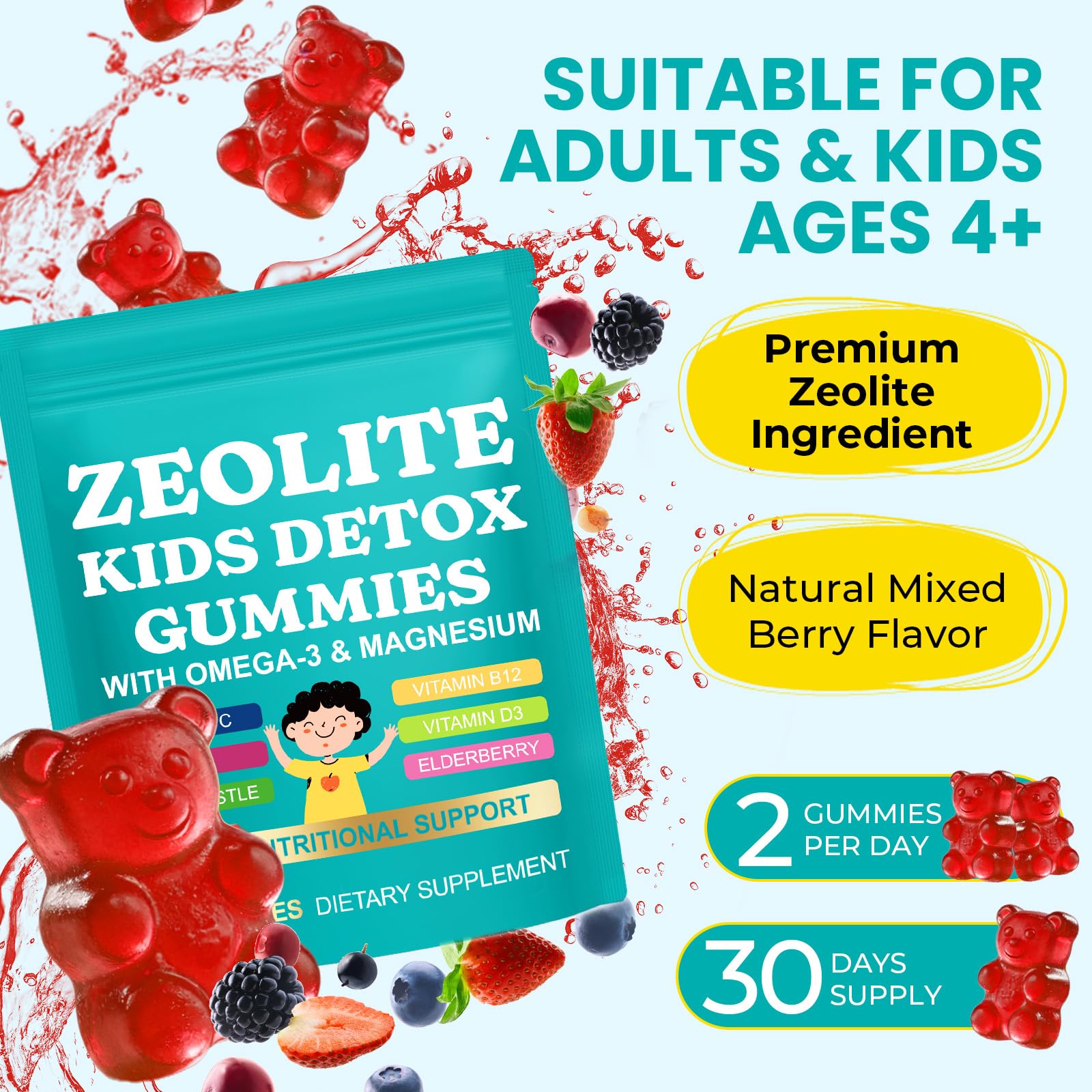 Zeolite Kids Gummies, Mixed Berry, Sugar Free, 60 Gummies — Amazon image 6