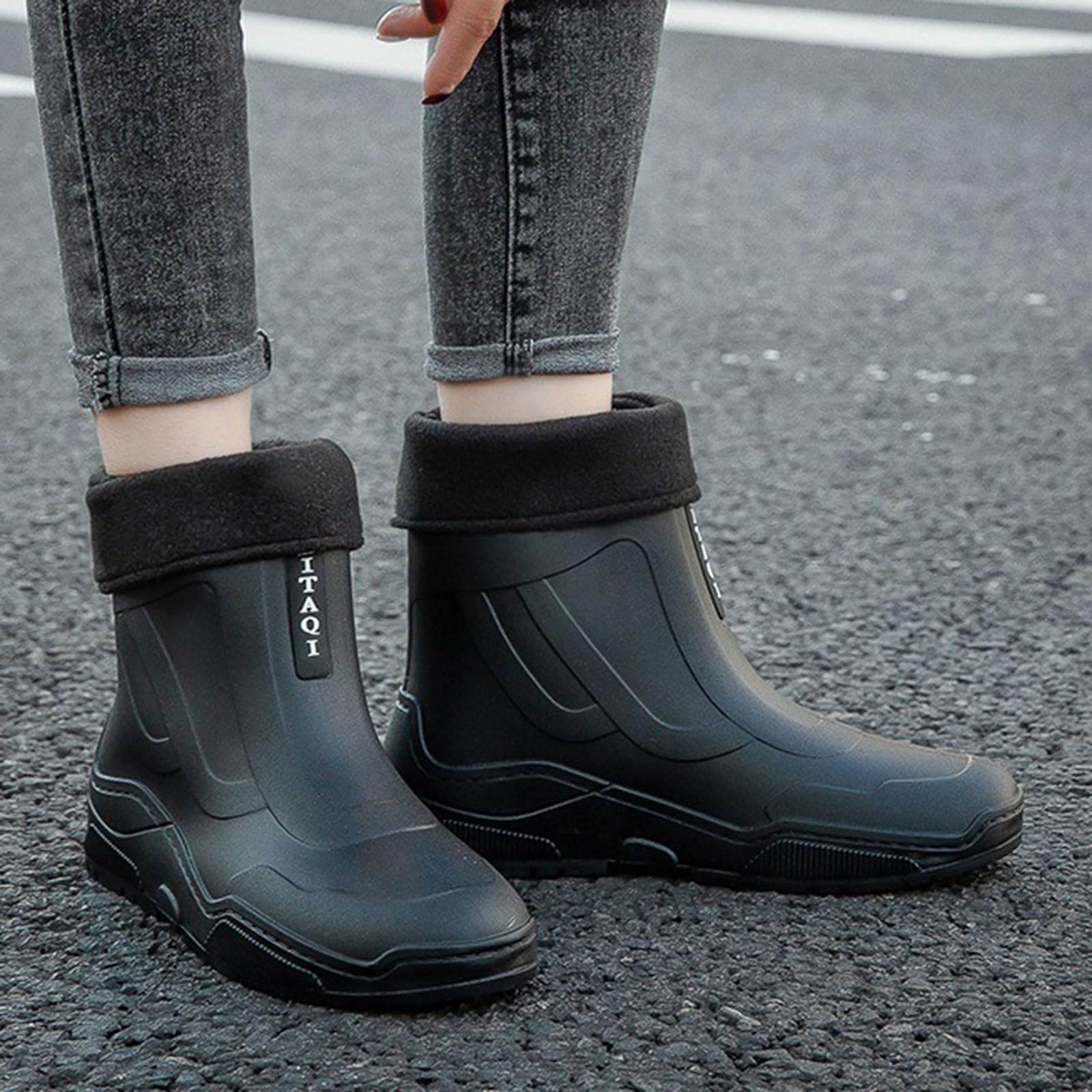 Botas de goma cortas para hombre, botas de lluvia forradas, botas de goma, botines impermeables, botas de lluvia, botas de goma, antideslizantes, zapatos de jardín, botas de lluvia, botas de lluvia