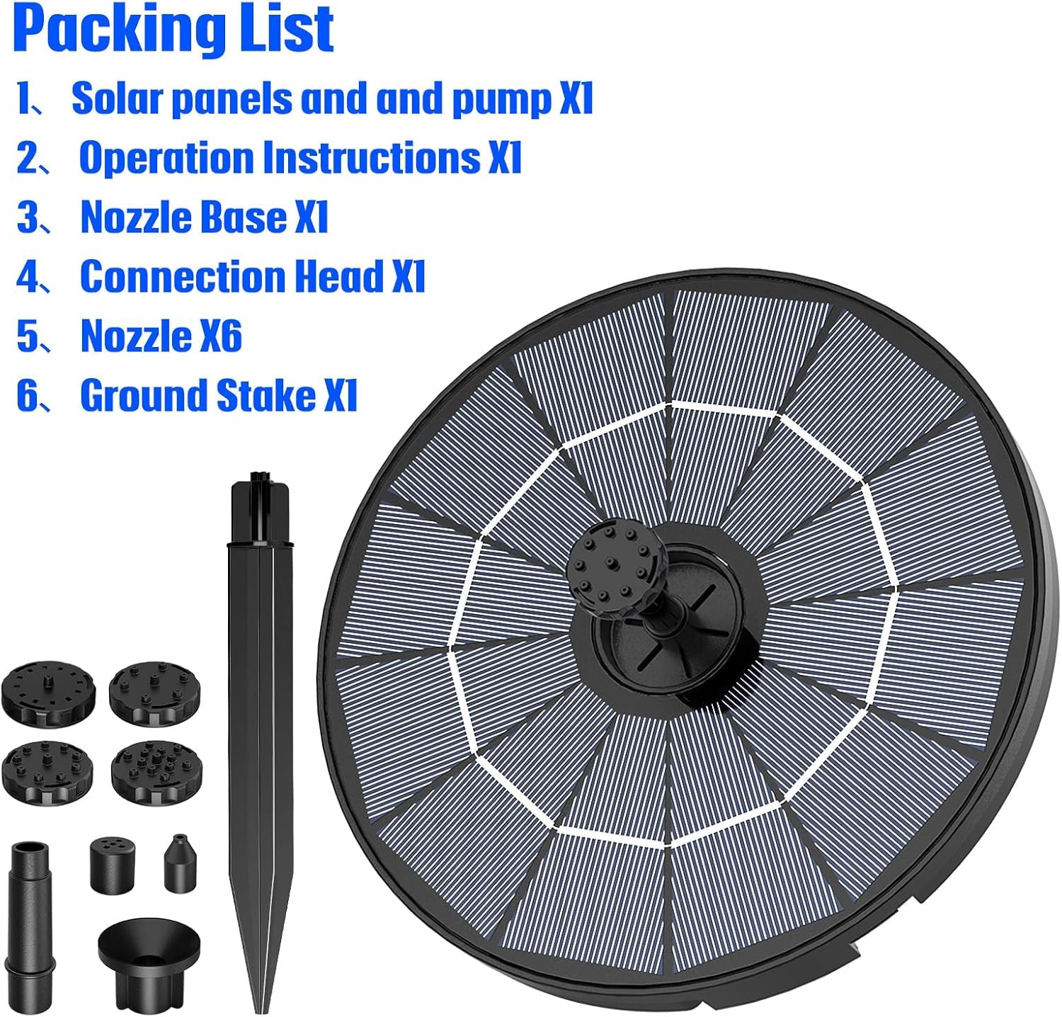 AISITIN Fontana Solare da Giardino Esterno 2,8W Fai da Te con Pannello Rimovibile e Supporto Fisso Pompa ad Energia Solare con 8 Effetti e Prolunga da 3 metri Ideale per Giardino,Stagno,Vasca Uccelli