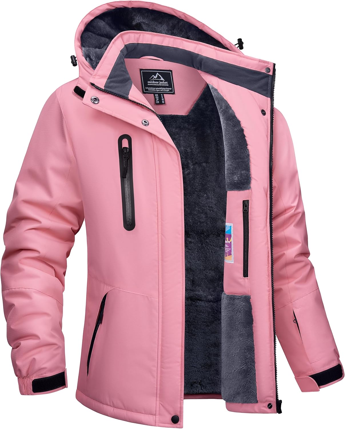 TACVASEN Women's Waterproof Winter Jacket Ski Hooded Insulated Jacket Fleece Warm Snow Outdoor Rain Windbreaker