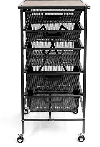 Miniatura 3 de Origami Cajones de malla de 5 niveles, escritorio pequeño para manualidades, totalmente montado, resistente para almacenamiento escolar, oficina en