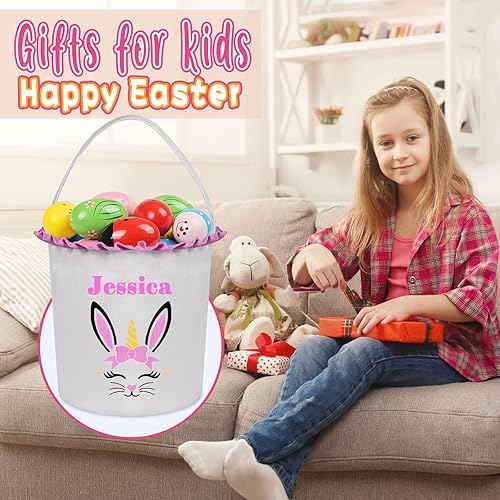 Miniatura 4 de Touber Cestas de Pascua para niños y niñas, cesta de Pascua personalizada, cestas de Pascua personalizadas para niños, cesta de conejo de Pascua,