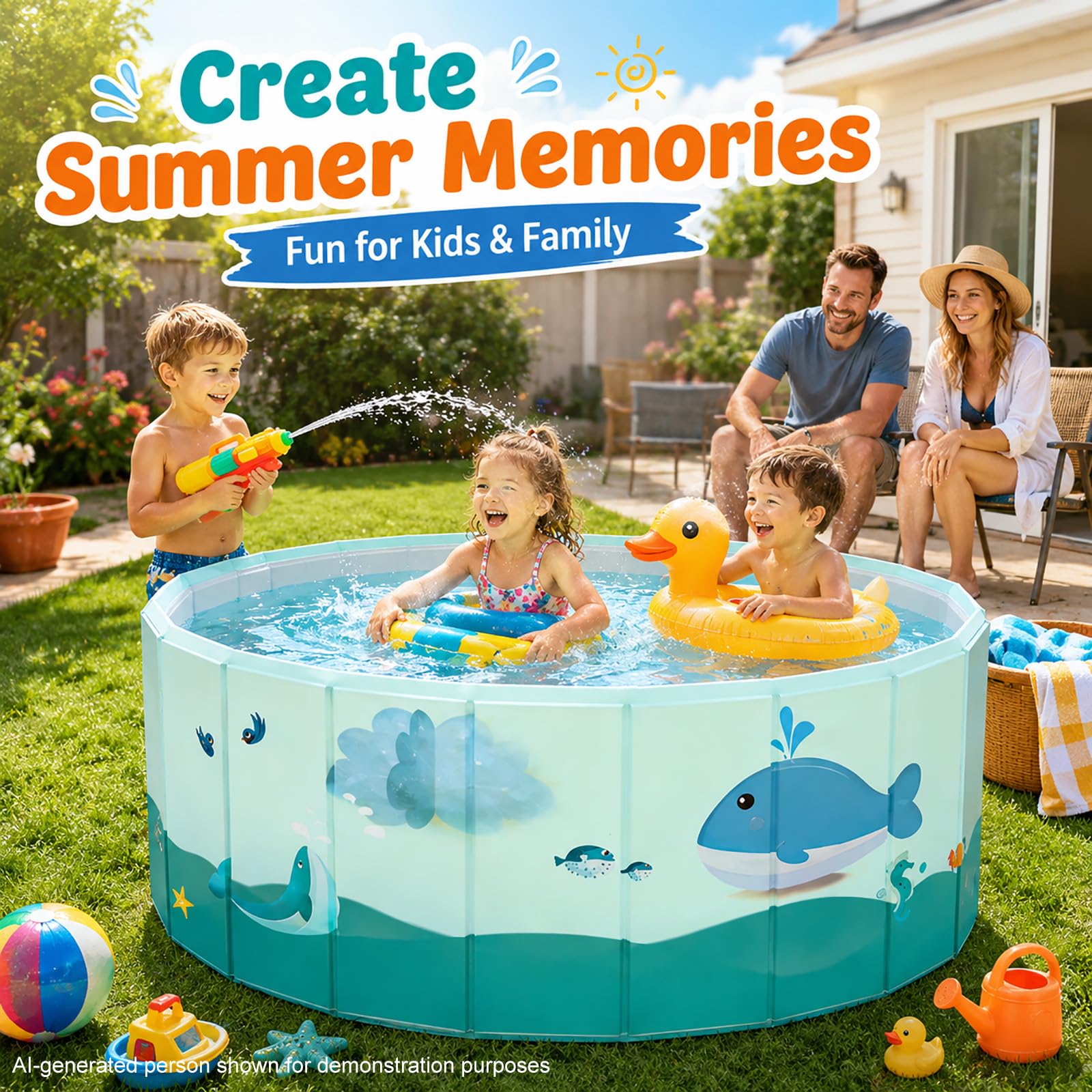 Piscine Pliable Enfant, Pataugeoire Ronde Non Gonflable