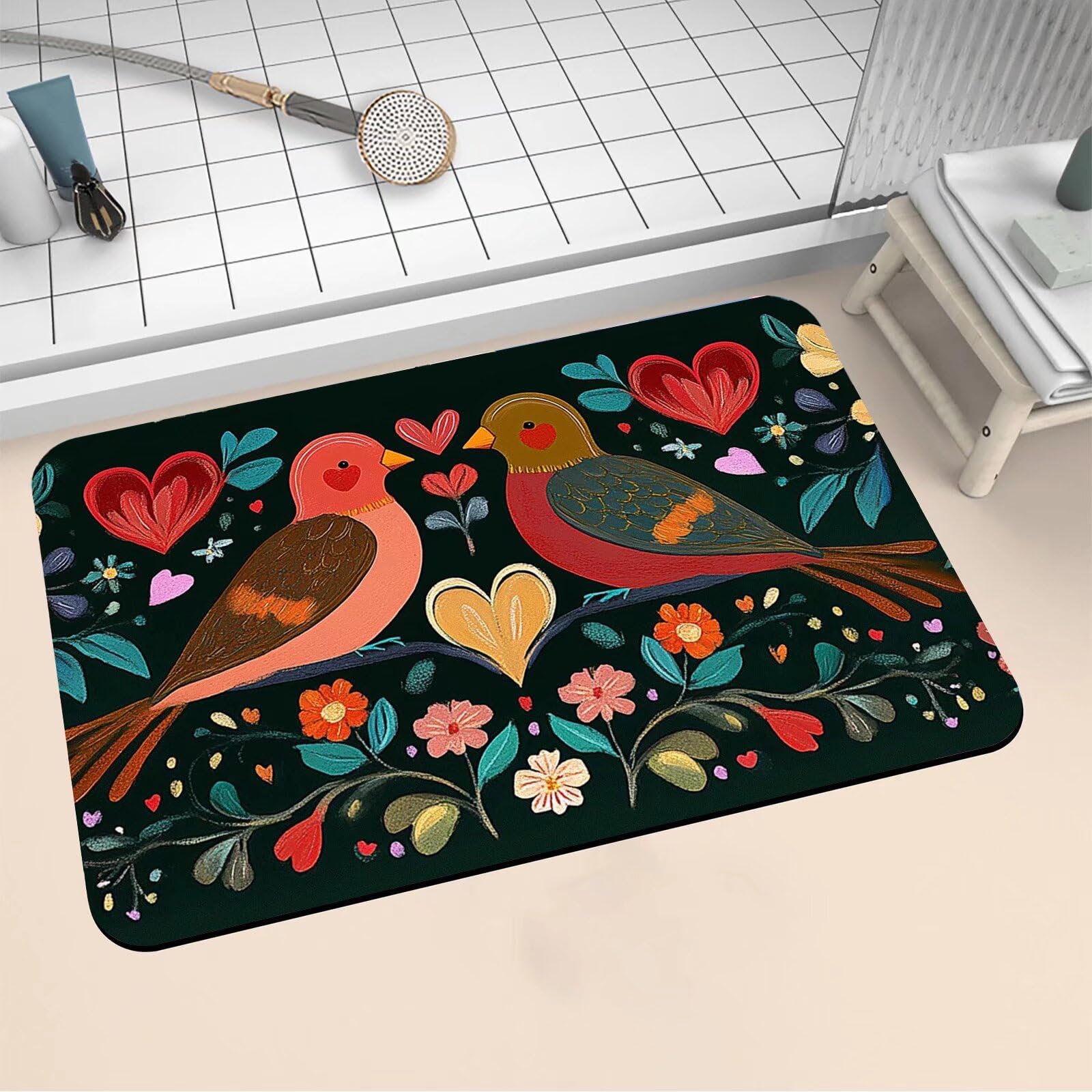 Tapis de bain diatomite lavable pour une ambiance naturelle et un sol sec après la douche