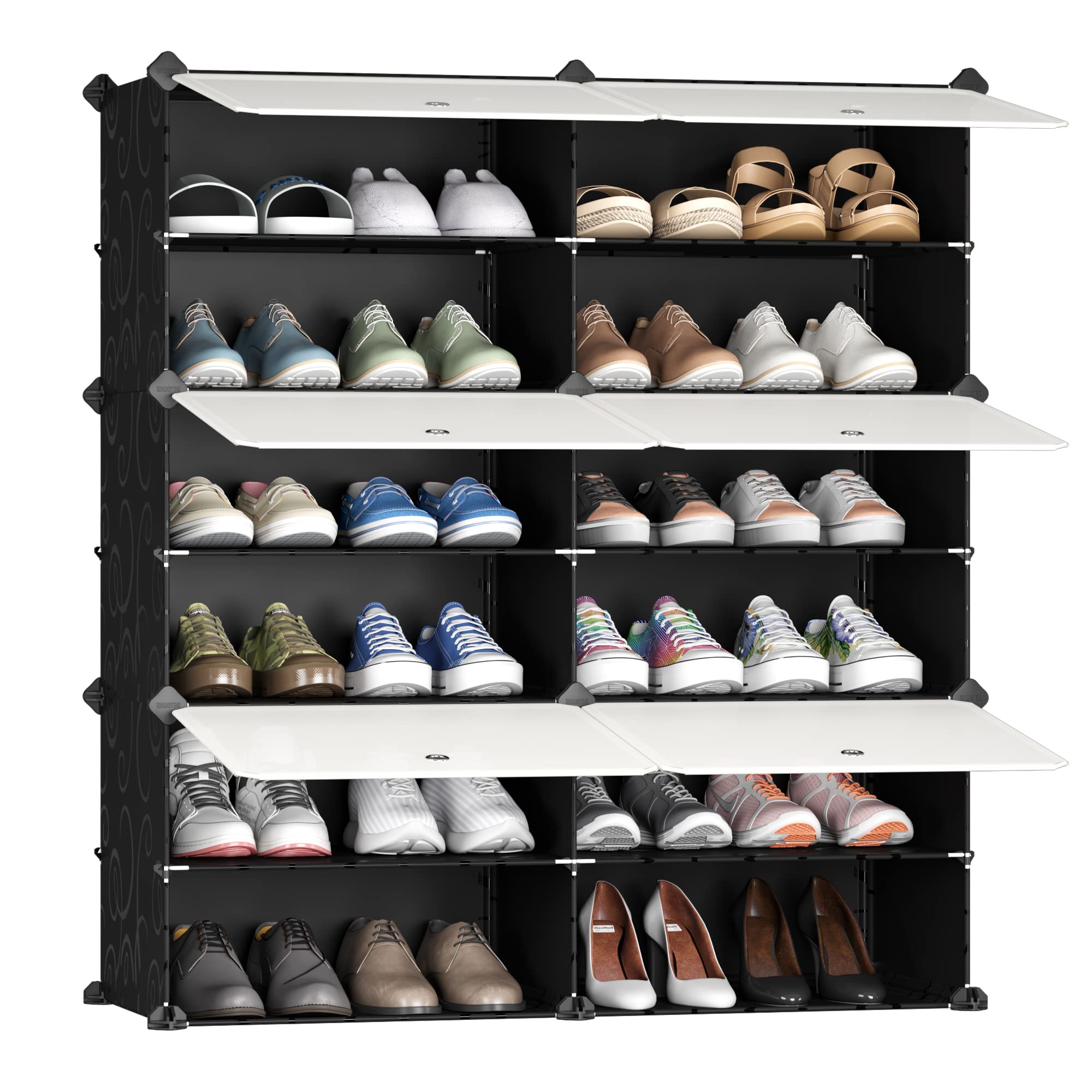 JOISCOPE Shoe Storage, 2 x 6 Tier Cube Storage Unit Shoe Rack Organizer, Multifunctional Modular Shoe Storage Cabinet for Space Saving, for All Kinds of Shoes, Clothing, for Hallway Bedroom Entryway