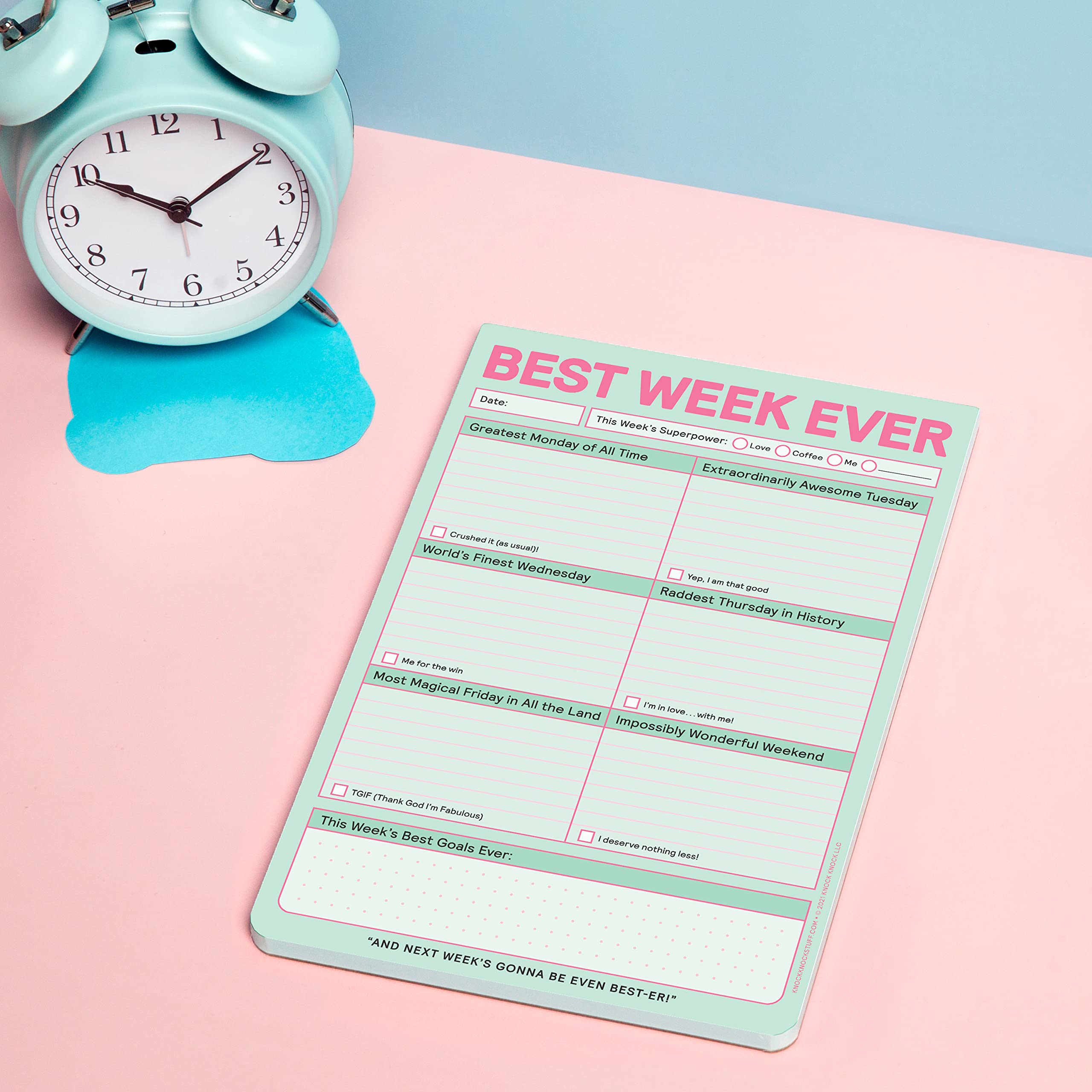 Knock Knock Best Week Ever-Block, Wochenplaner und Planungsblock für To-Do-Listen (Pastell-Version), 15,2 x 22,9 cm