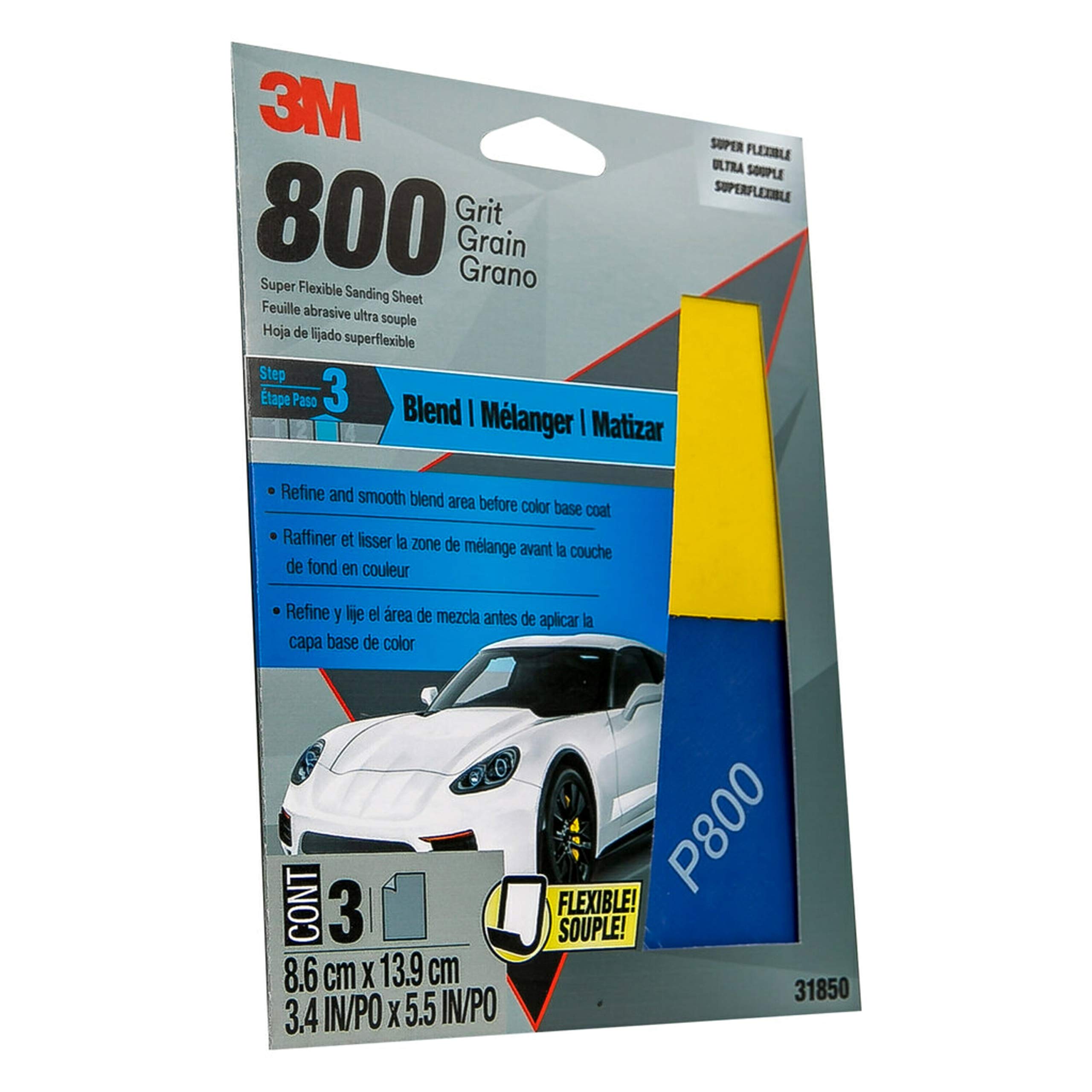 3M Super Flexible Schleifblätter, Körnung 800, 3 Blatt