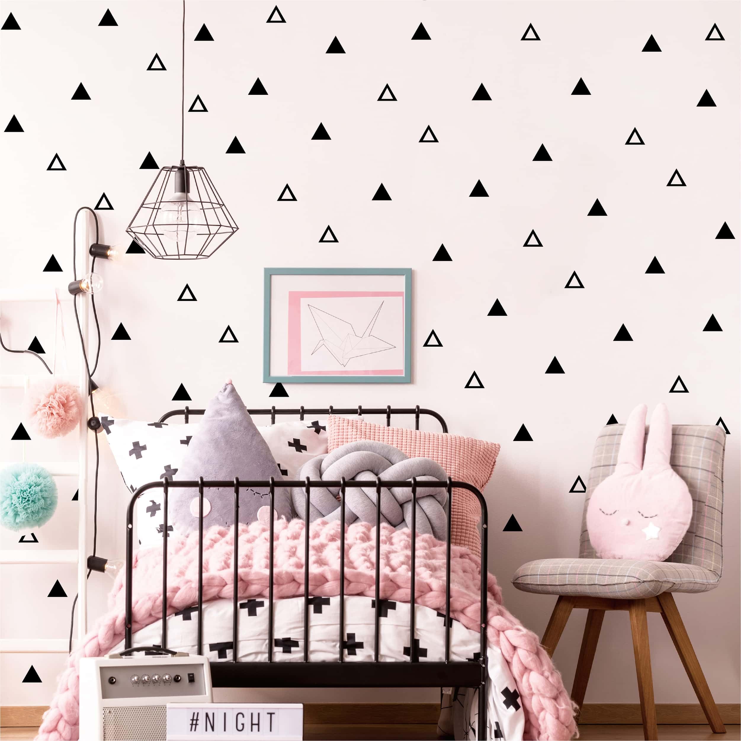10 Sheet Black Triangle Wall Sticker Triangle Wall Decal for Bedroom Living Room Classroom, Playroom Decor Removable Wall Stickers
