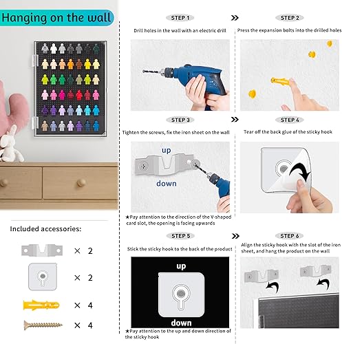 Miniatura 4 de JOYMOMO Vitrina de minifiguras de acrílico para montaje en pared, exhibe y protege tu colección de minifiguras de bloques de construcción (sin