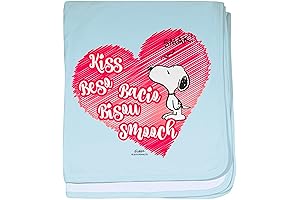 CafePress Snoopy Kisses Baby Blanket, Super Soft Plush Baby Swaddle Blankets for Boys and Girls