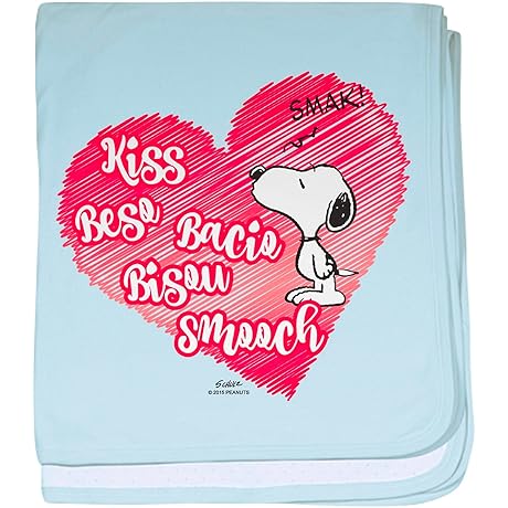 CafePress Snoopy Kisses Baby Blanket, Super Soft Plush Baby Swaddle Blankets for Boys and Girls