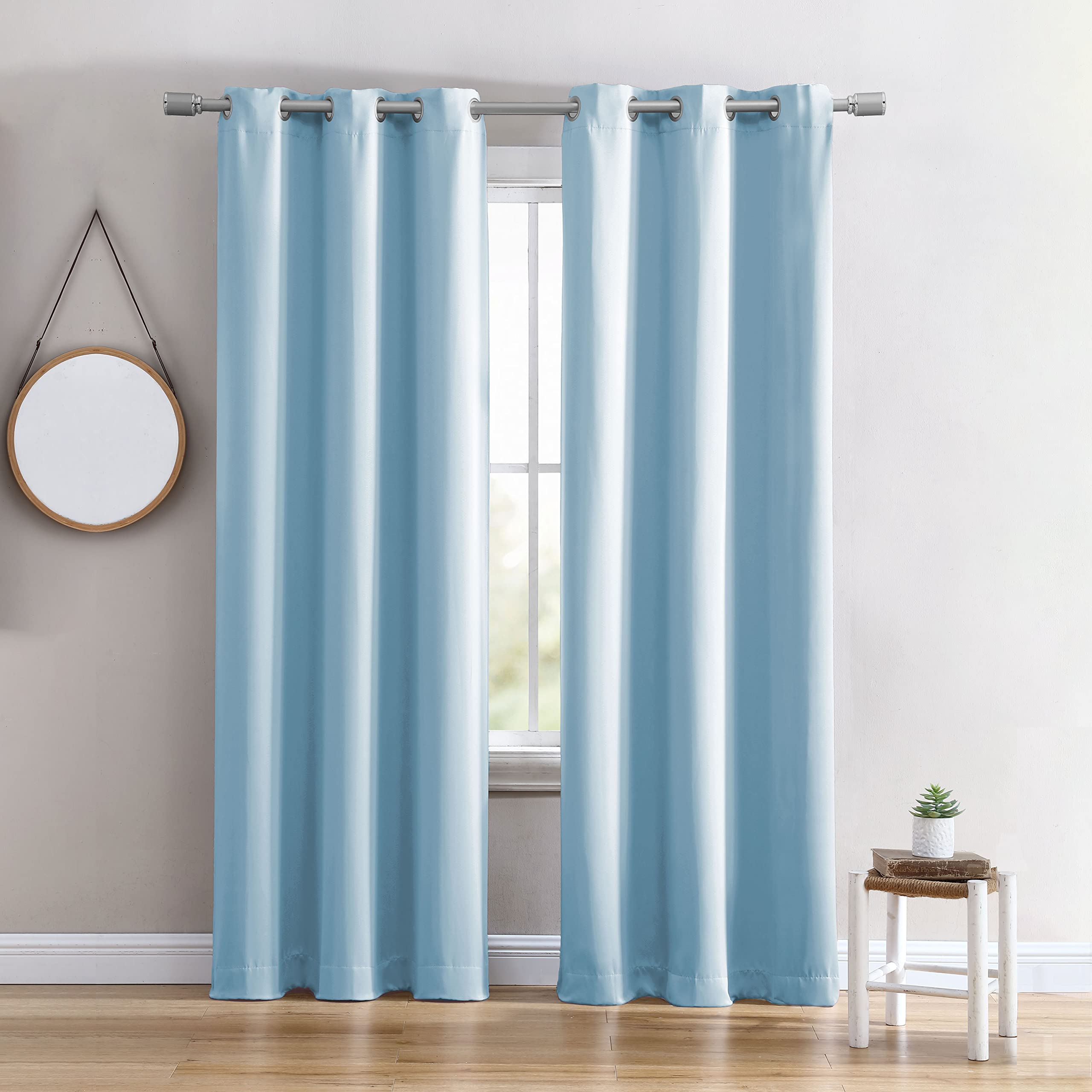 Swift Home Cathay Home Window Treatment Energy Saving Blackout Thermal Insulated Room Darkening Solid Grommet Curtain/Drape - 1 Panel (39-inch Wide by 84-inch Long, Blue) (108883)