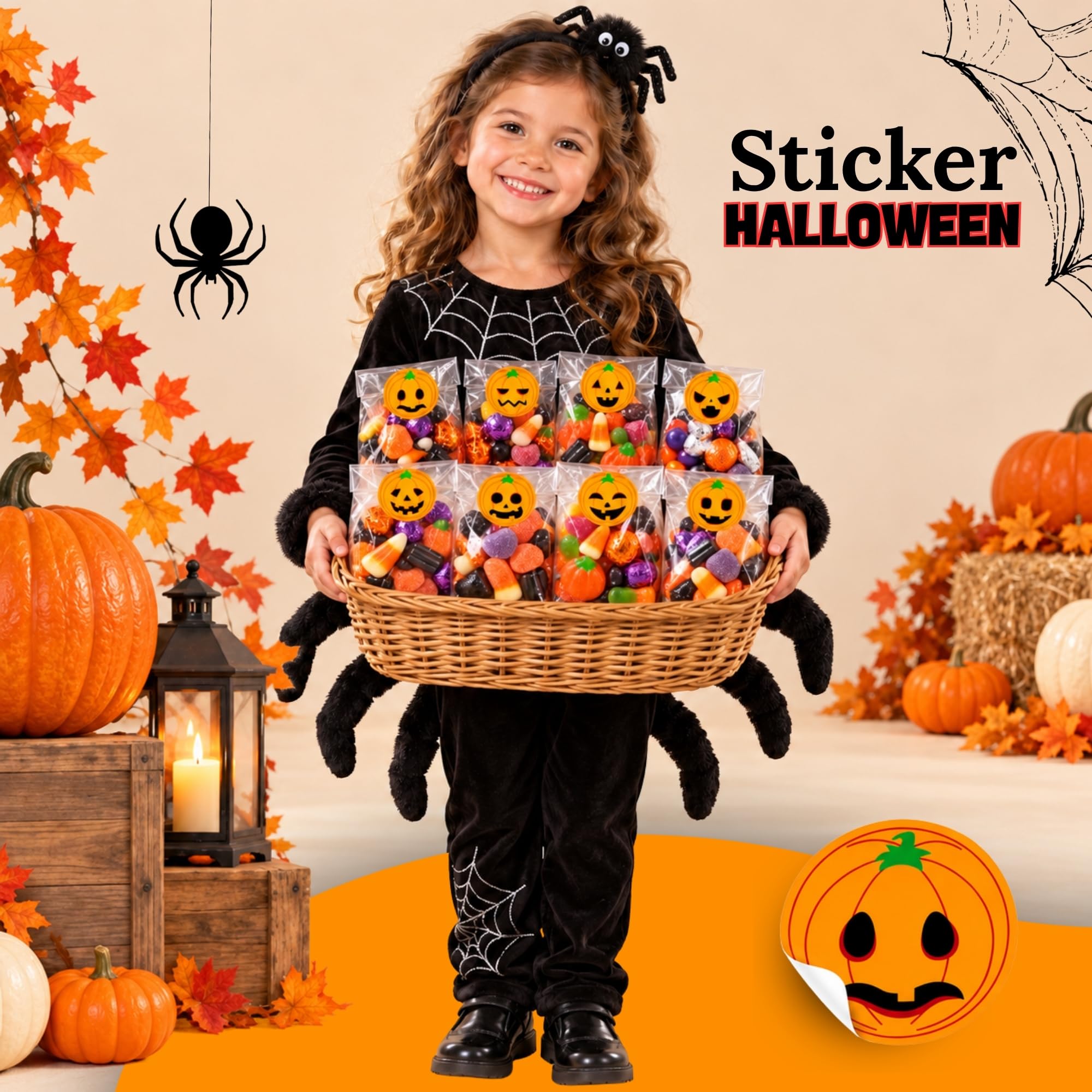 Rollo Pegatinas Emojis Halloween para niños, Halloween stickers, 3 Unidades - imagen 2