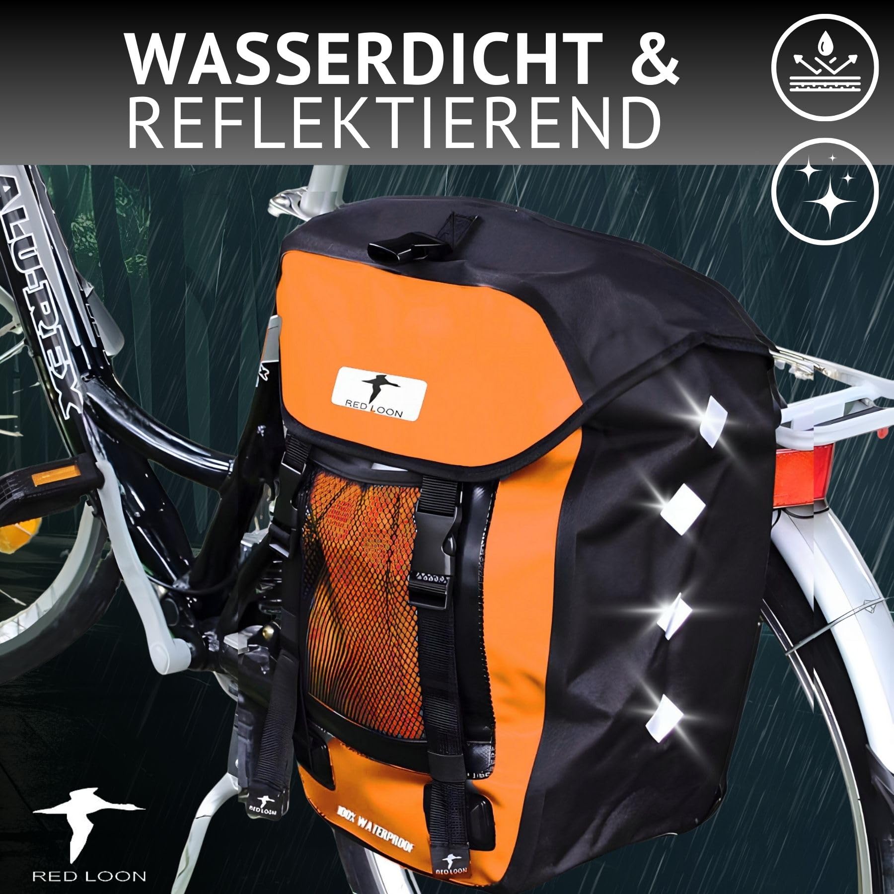 Red Loon 1 x robuste Fahrradtasche aus LKW-Plane  wasserdichte Packtasche  fr Gepcktrger in Orange : Amazon.de: Sport & Freizeit
