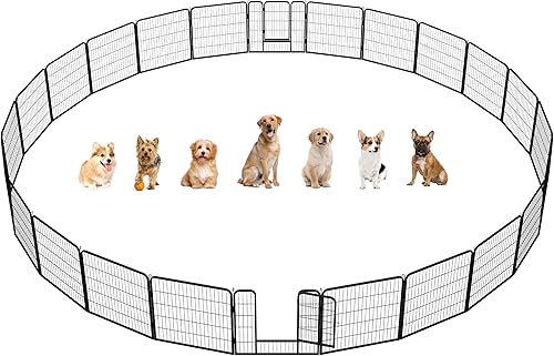 Miniatura 28 de Yaheetech - Corralito para perros, para uso en exteriores e interiores, valla de metal resistente para mascotas, corral para ejercicio, casas