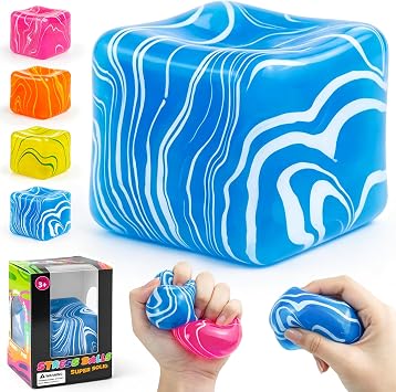 Swirl Cube Squishy, 2.2in Fidget Toys Squishy Stress Cube Slow Rising for Adults Kids, Anxiety Relief, Small Squishy Toys for Classroom Prizes, Birthday Gifts, Party Favors Blue