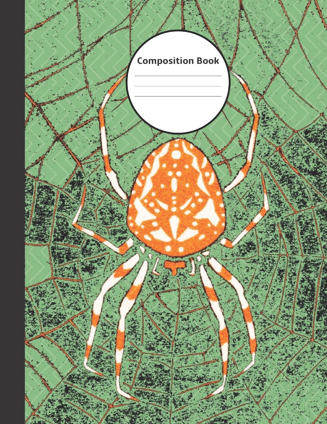 Composition Book: Large blank college ruled notebook with vintage halloween spider art
