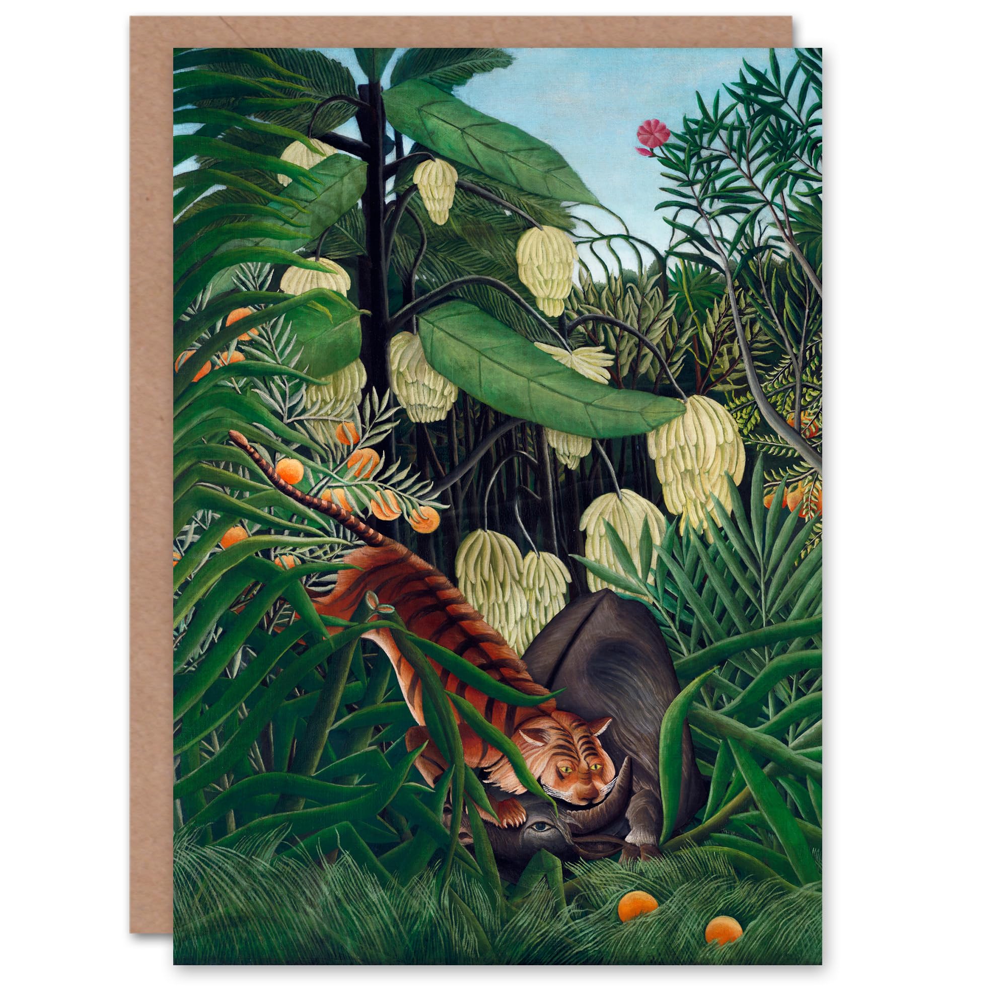 Artery8 Henri Rousseau Art Card Fight between a Tiger and a Buffalo