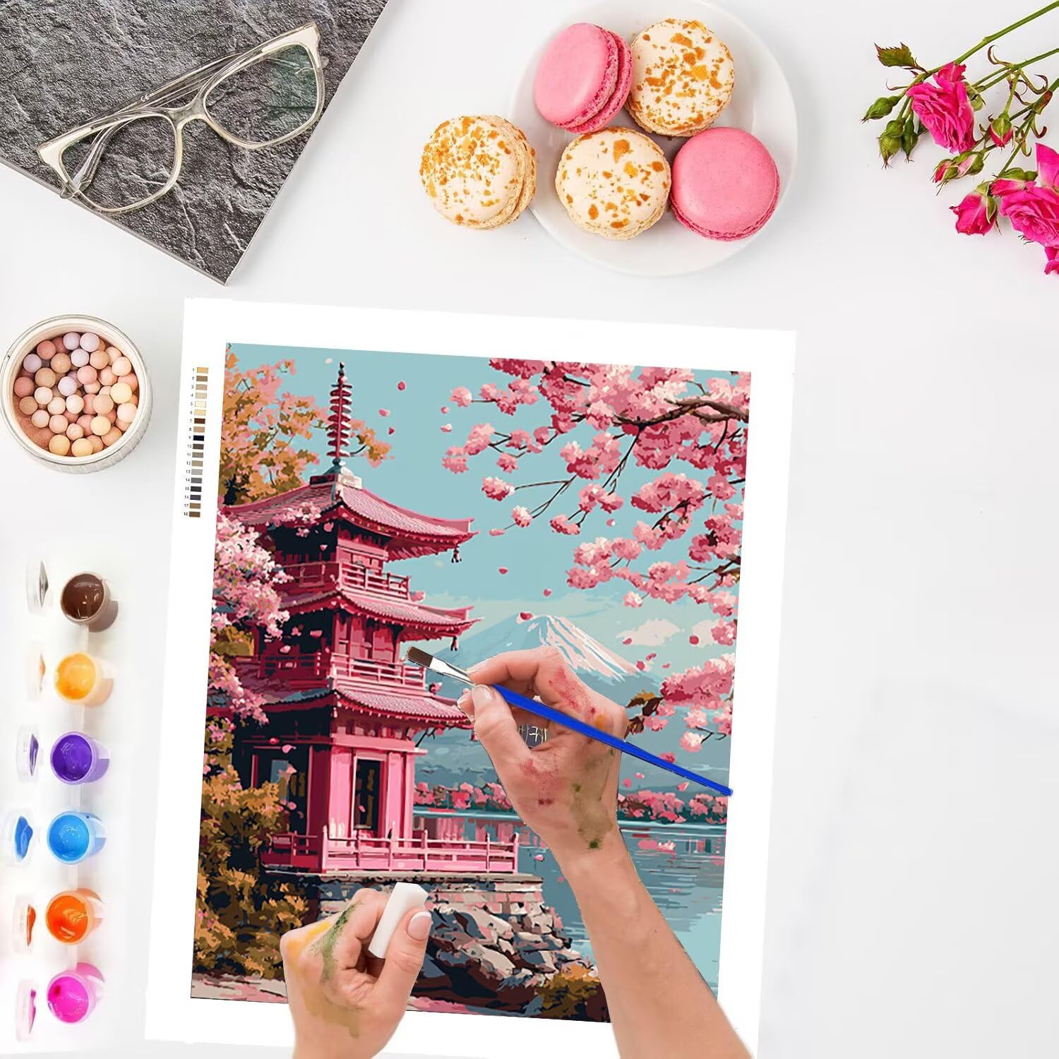 Sottotetto del Monte Fuji Dipingere con i Numeri per Adulti, 70x90cm a-270 | Paint by Numbers Kit con Pennelli e Acrilico Pigmento, Fai da te Olio La Pittura di Numeri Kit, Decora la Casa, senza Cornice