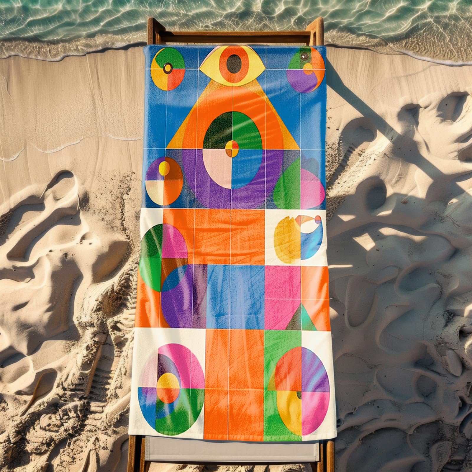 Genérico Toalla Playa Grande 100X200 Azul Naranja