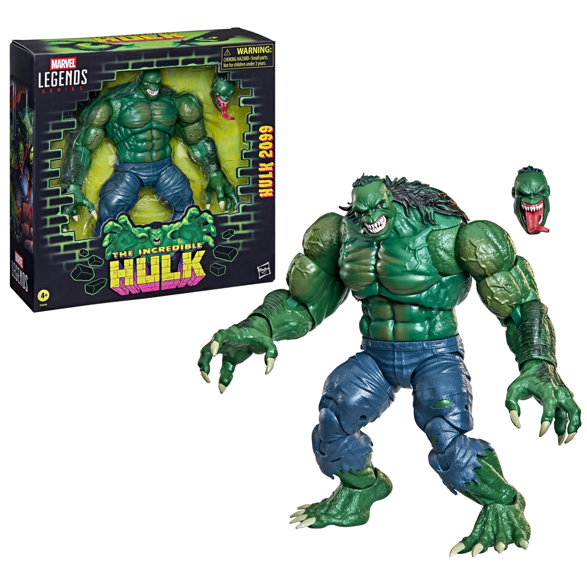 Marvel Legends Series Hulk 2099, Hulk 2099 Set de Figura de acción Coleccionable de 15 cm Inspirada en los cómics | Marvel Legends The Incredible Hulk - Figura de acción de 7 pulgadas - Hulk 2099