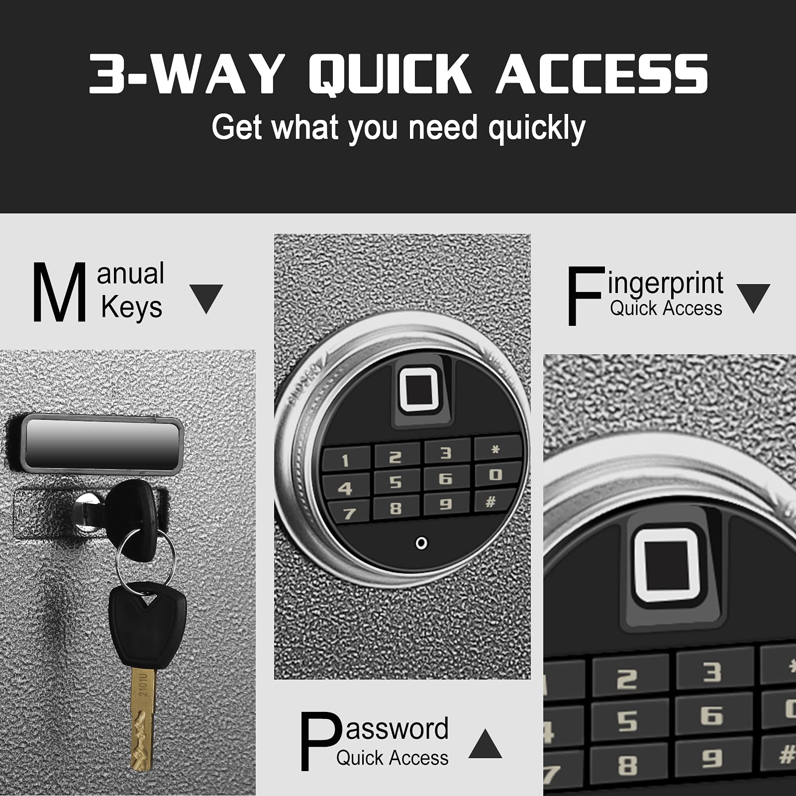 Security Fingerprint Safe with Programmable Digital Keypad, Steel Lock Box Safe - Perfect for Home/Office/Hotel, Secure Handgun, Documents, Jewelry, Valuables - 13.75 x 13 x 15 Inches