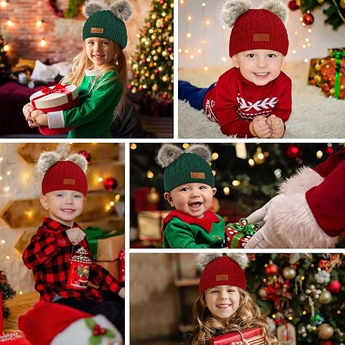 Miniatura 6 de Century Star Gorros de bebé para niña, gorro de invierno para niñas y niños, gorro de punto cálido para bebés y niños pequeños con pompón