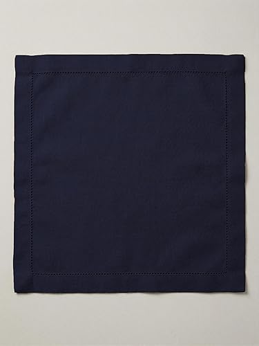 Miniatura 8 de Servilletas de tela de Palisa para cena con detalle de orilla y esquinas ingletadas, juego de 4 (45.7 x 45.7 cm) Azul marino - Servilletas de cena