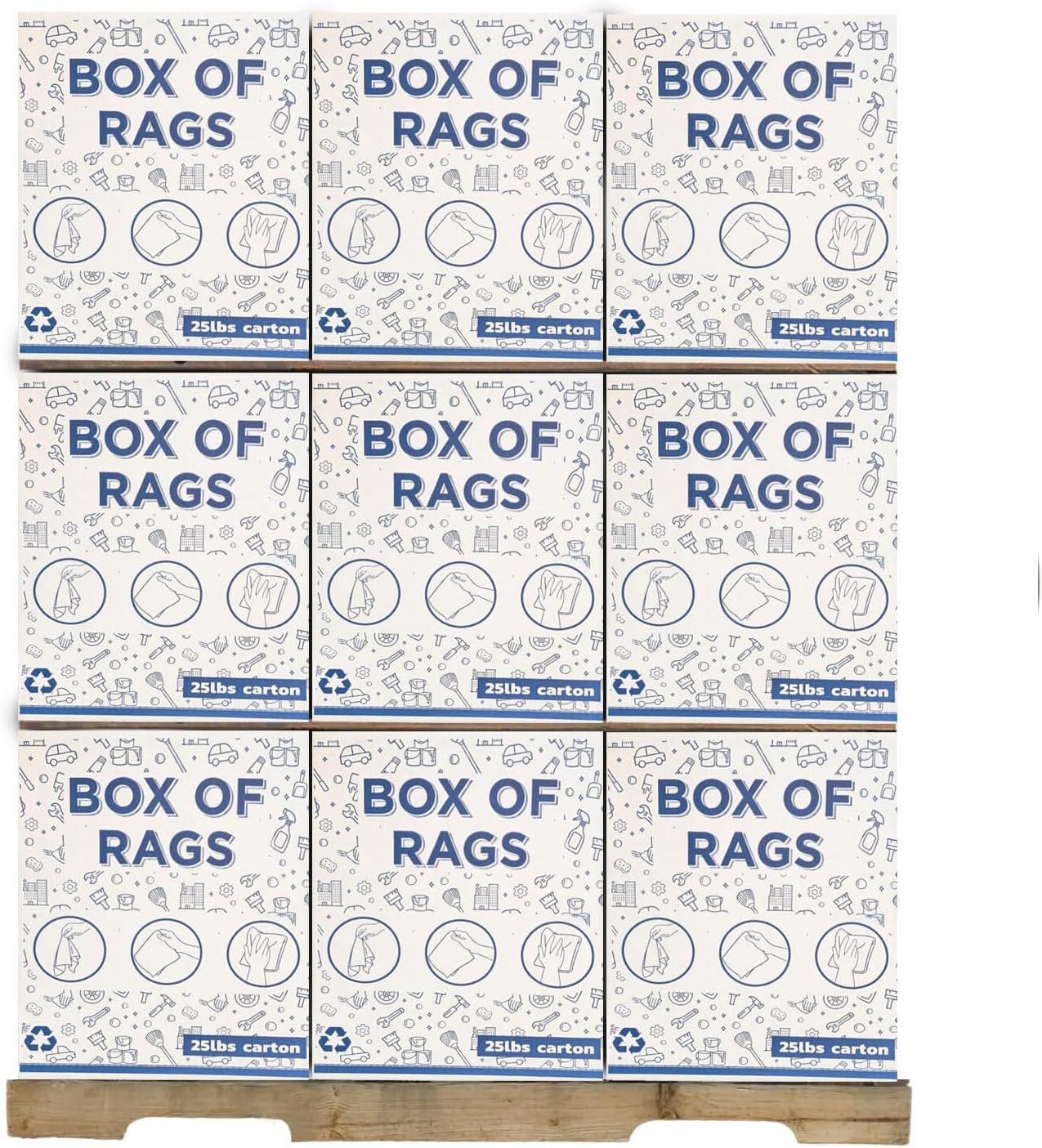 Premium White T-Shirt Cleaning Rags (600 lbs. Pallet 24x25 lbs. Box)  White Cotton Rags for Cleaning, Staining, Painting, Oil, Grease & Dust Removal  Shop Rags Bulk for Multipurpose use