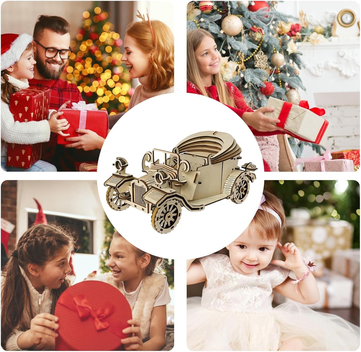 3D 木製パズル 大人向け,3D 木製パズル ヴィンテージカーモデルキット | コレクタブル レトロな知恵の輪 組み立てトイズ 青少