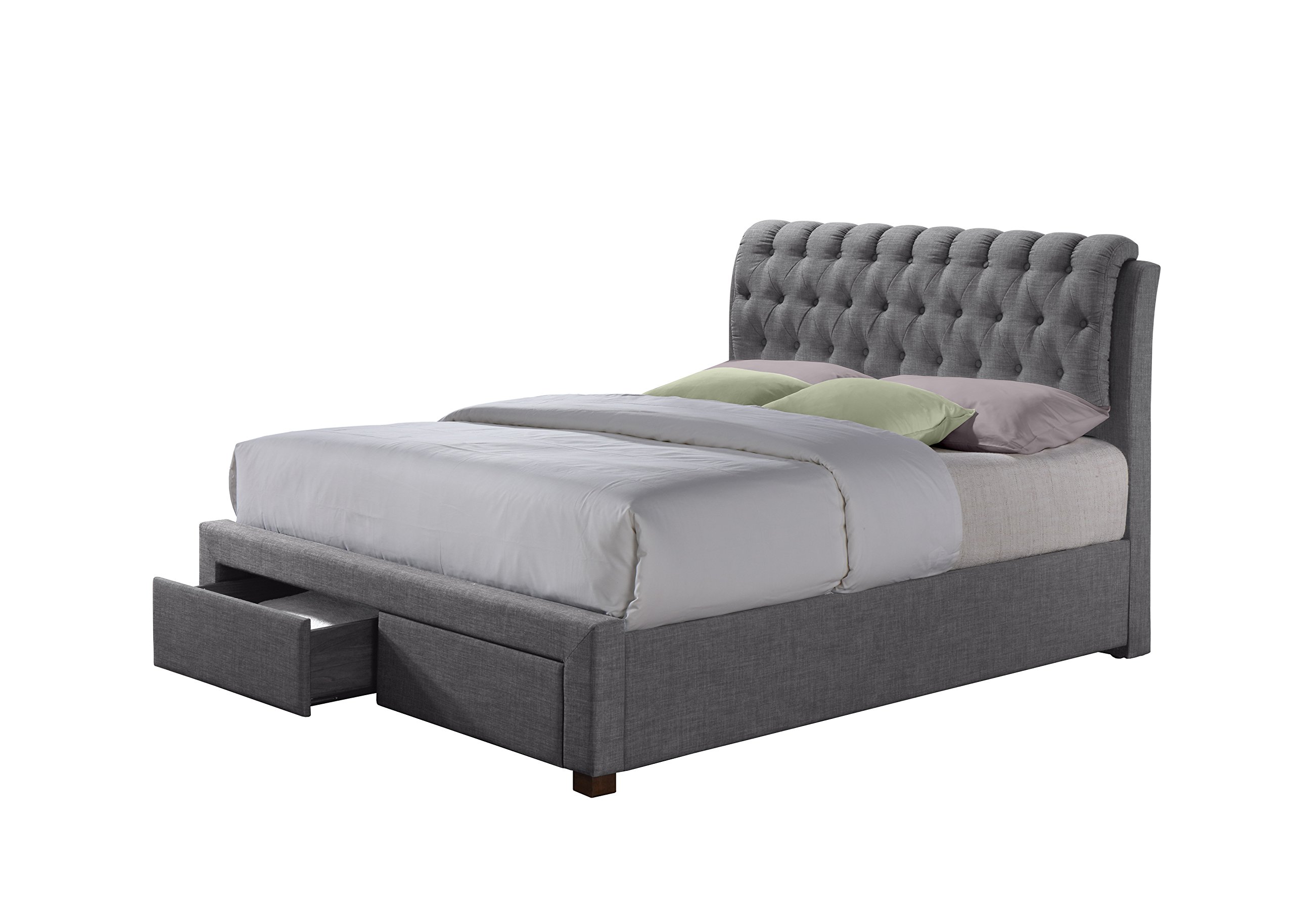 Birlea Valentino 2-Drawer Bed - Fabric, Grey, Double