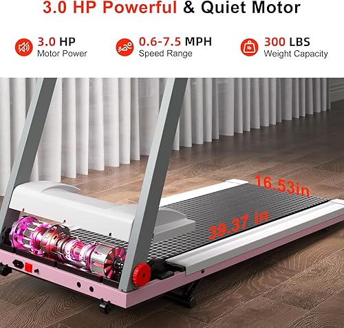 Miniatura 6 de DeerRun Almohadilla de caminadora con inclinación del 6%, potente y silenciosa almohadilla de caminadora de 3.0HP con barra de asa, capacidad de 300