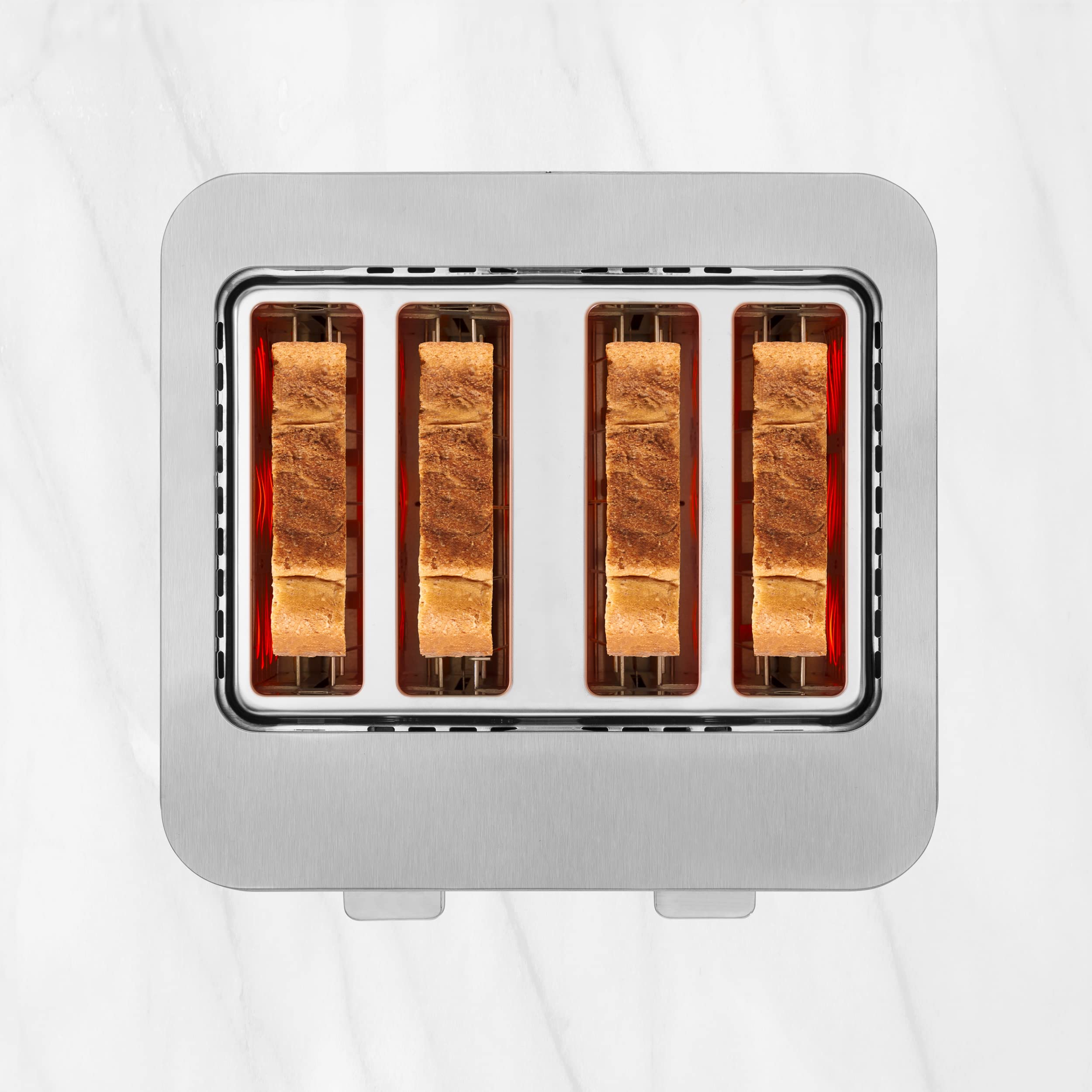Ufesa Quartet Delux, Grille-Pain Acier Inox, 2 Écrans Digitaux LCD, 1500W, 4 Fentes Extra Large, 7 Niveaux de Grillage, Décongeler, Réchauffer