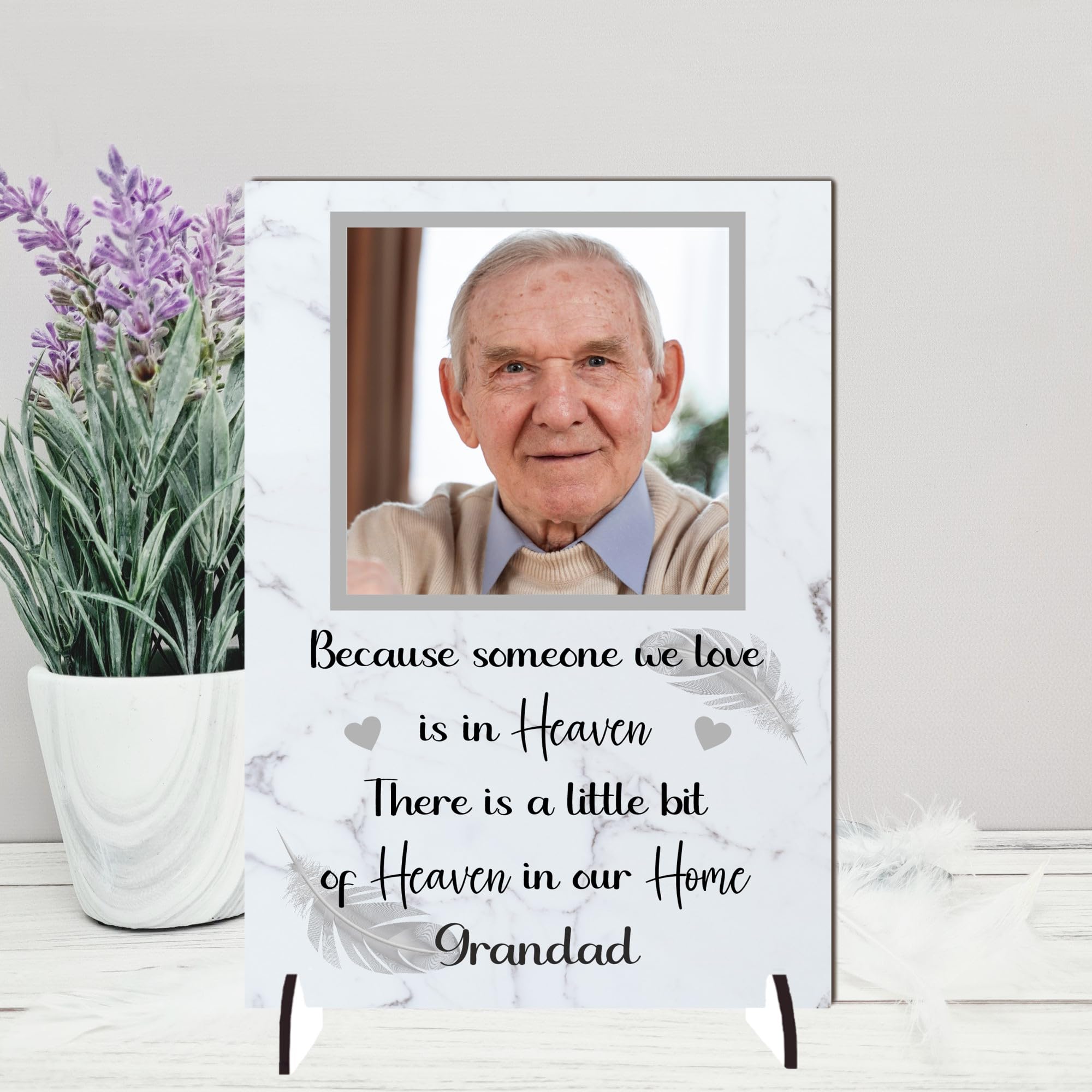 Personalised Bereavement Photo Plaque - Custom Memorial Gift with Choice of Colour, Heartfelt Quote, Size 148mm x 210mm (Mdf Wood A4 30cm x 21cm, Grey)