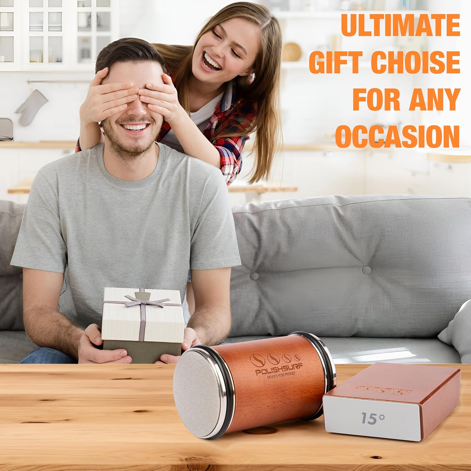 Rolling Knife Sharpener Kit for Kitchen – Chef Knife Sharpening Tool with 15° & 20° Magnetic Angle, Wooden Roller Base, Diamond Discs – Easy Manual Sharpener System