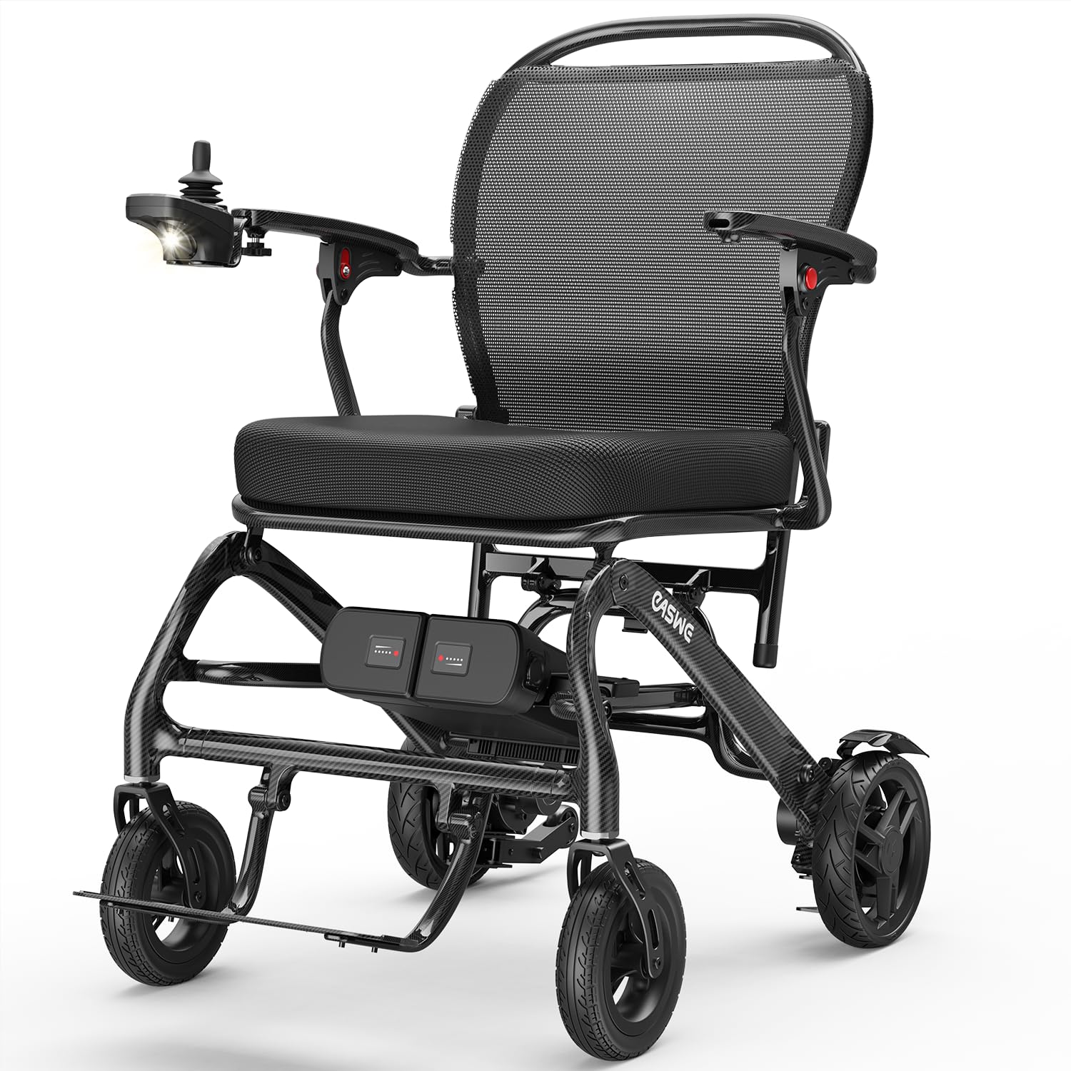 C20 Silla de Ruedas Eléctrica de Fibra de Carbono, Diseño Ultra Ligero Plegable de 12 kg, Potencia 10AH+10AH, Autonomía 40 km, Motor Sin Escobillas de 400W