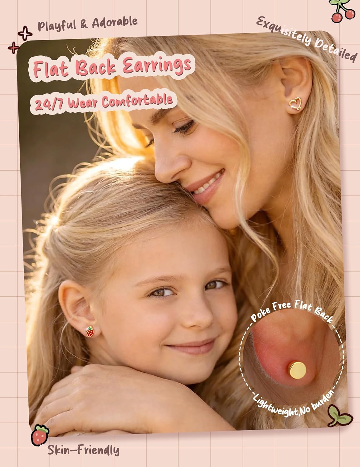 FIBO STEEL 10 Pairs Hypoallergenic Earrings for Girls Toddler Kids Jewelry