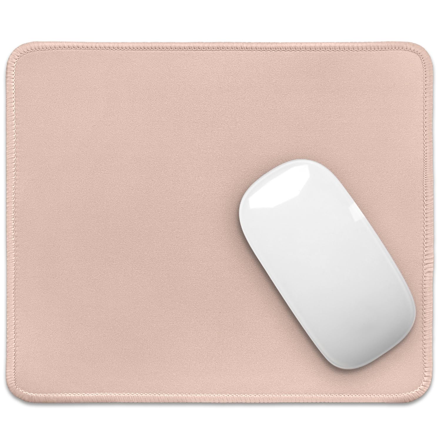 FROGIGO Mouse Pad with Stitched Edges - Solid Color Mousepad for Women, 9.25 x 7.75 inch Washable Square Desk Pad, Non-Slip Rubber Base, Office Home Laptop Accessories - Sakura Pink